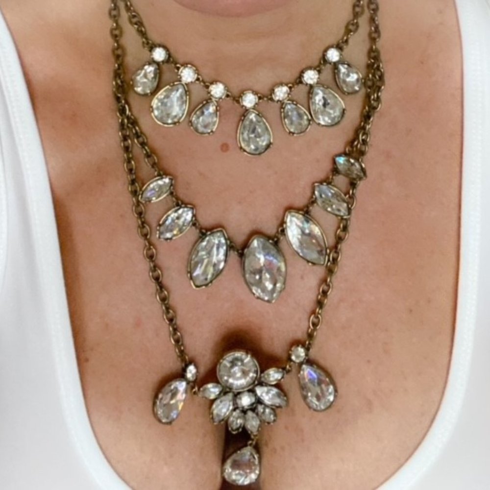 Three Layer Gold Statement Necklace....Beautiful!! - image 1